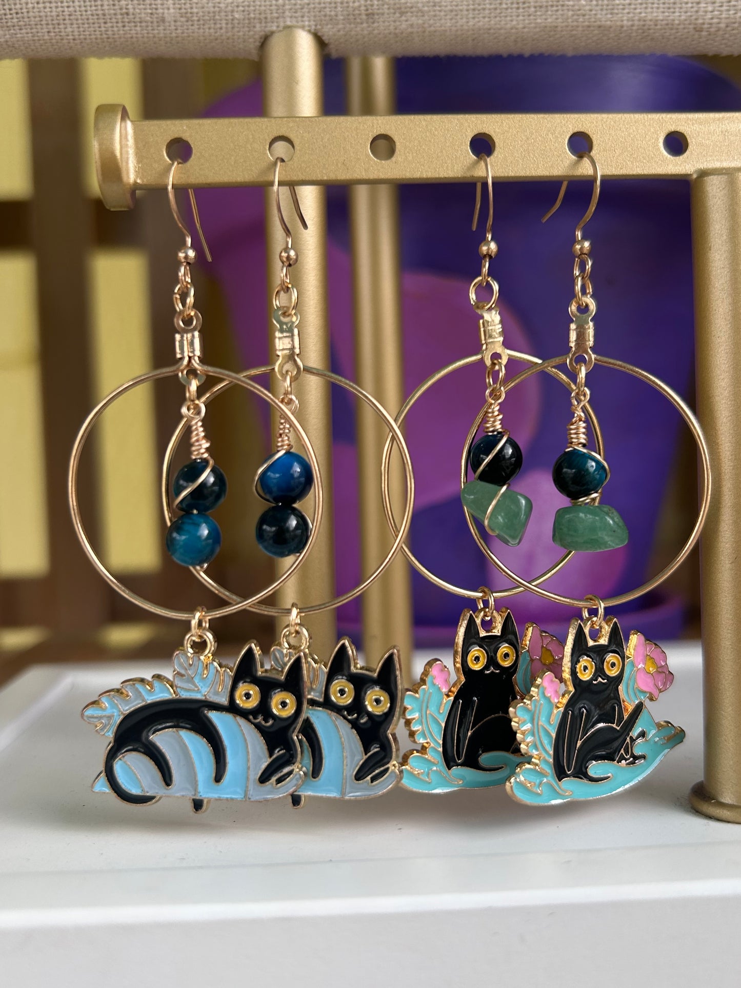 Plant Kitty Hoop Earrings