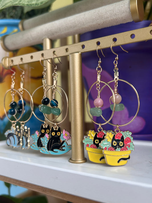 Plant Kitty Hoop Earrings