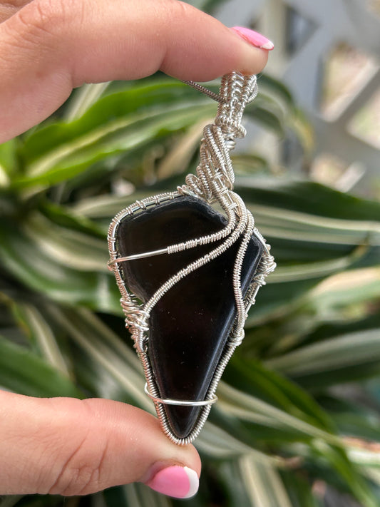 Silver Sheen Obsidian Necklace