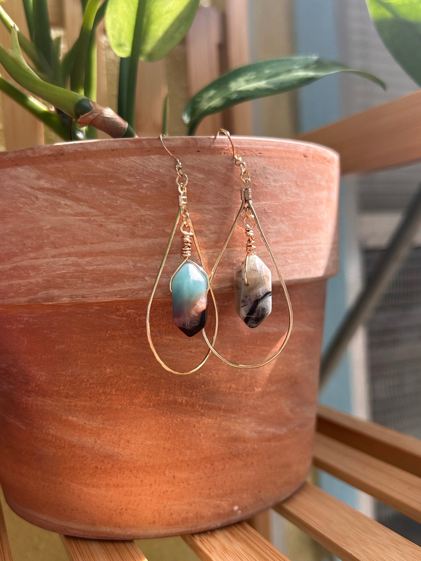 Amazonite Wire Earrings
