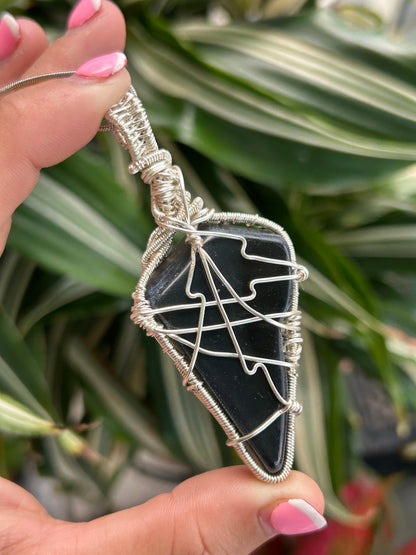 Silver Sheen Obsidian Necklace