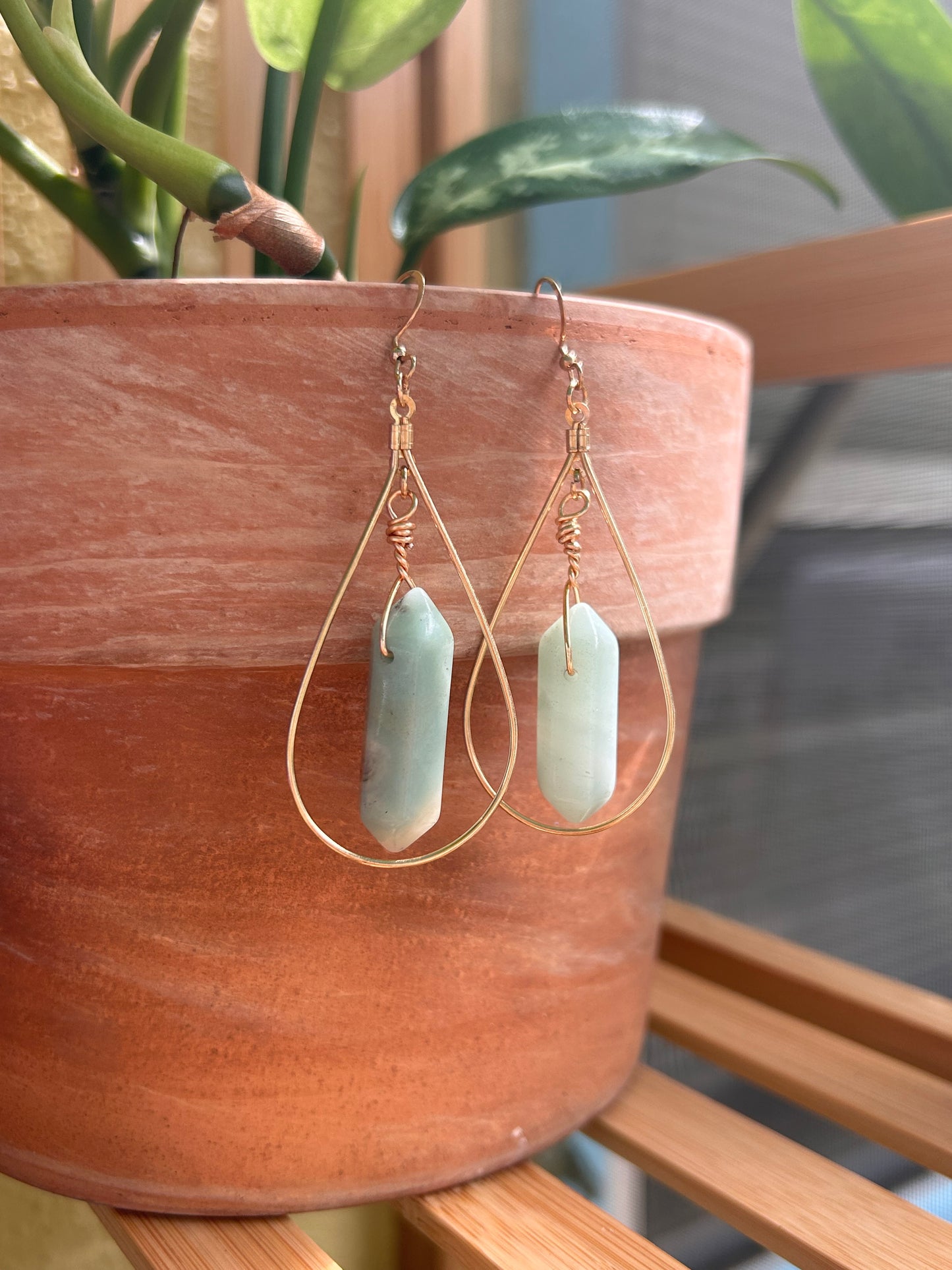 Amazonite Wire Earrings