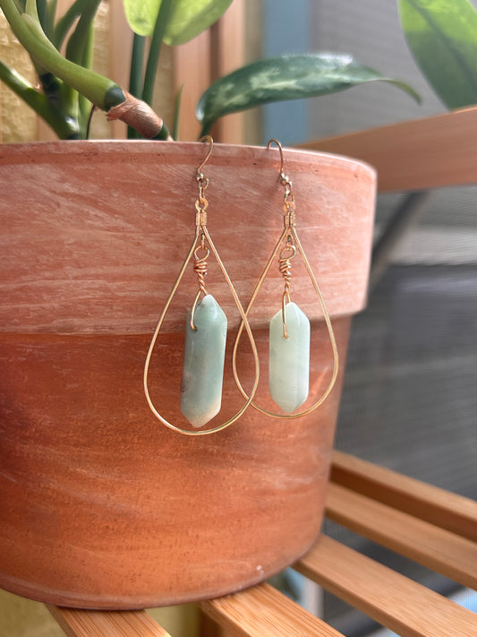 Amazonite Wire Earrings